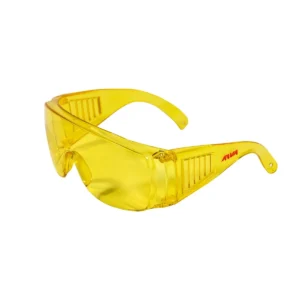 عینک ایمنی بغل کرکره ای تک پلاست زرد
