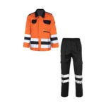 لباس کار دو تکه شبرنگ دار توفیق | نارنجی و مشکی