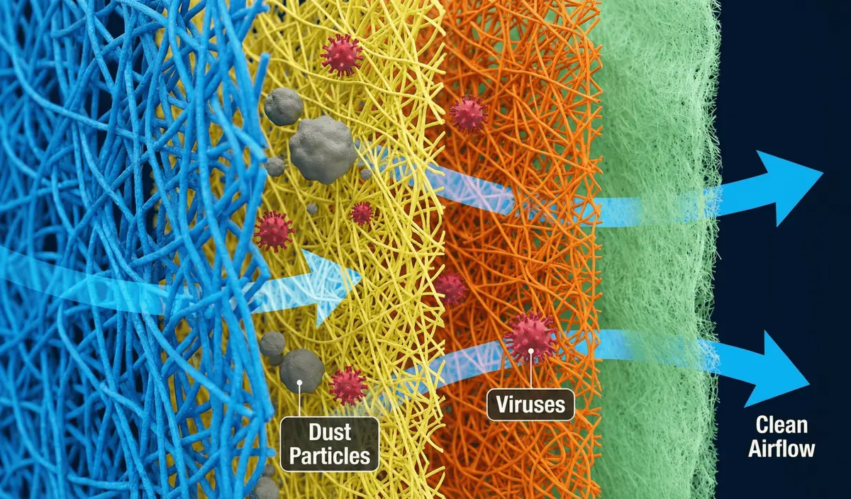 ساختار لایه‌های فیلتر ماسک N95